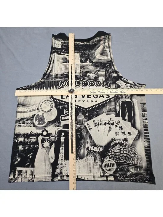 Las Vegas Graphic Tank Top 2XL Cotton Heritage 100% Cotton Black/Beige Sleeveles - Picture 5 of 5